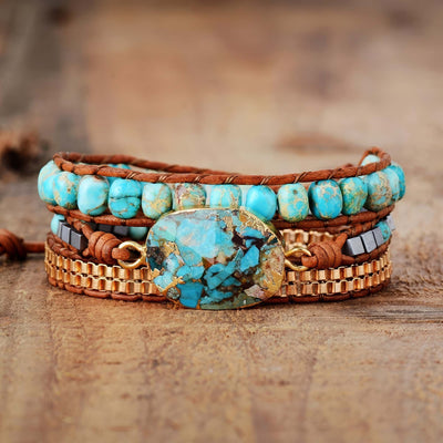 Turquoise Calming Energy Wrap Bracelet Bracelets Higherchakra 200007763:201336100