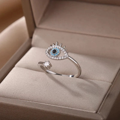 Evil Eye Protection Ring 316L Stainless Steel Higherchakra Rings 200000369:200001539;200000783:193#JZ2542P-2;200007763:201336100 Evil-Eye Protection Ring - Nazar -