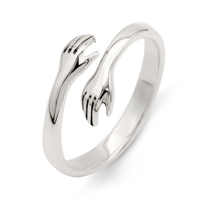 Hug Ring 925 Sterling Silver Higherchakra Rings 200000226:29#Silver Color Hug Ring - Adjustable Hugging Hands - Gift for Her -