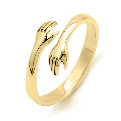 Hug Ring Gold Vermeil Higherchakra Rings Hug Ring - Adjustable Hugging Hands - Gift for Her -